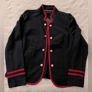 NWT Tommy Hilfiger Navy Puff Shoulder Blazer w/Red Lining and Gold Buttons, Sz M